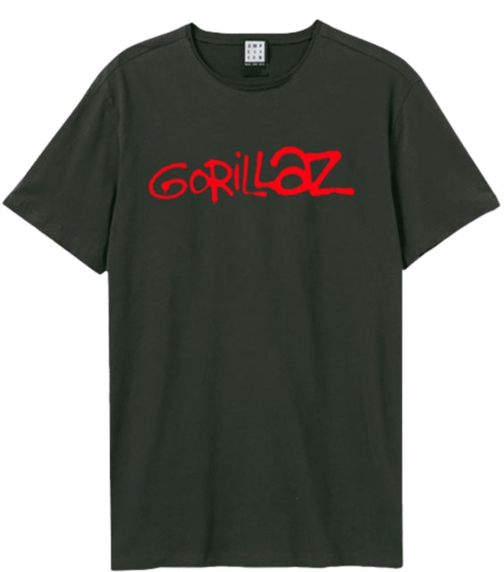 Gorillaz - Logo Amplified Large Vintage Charcoal T Shirt
